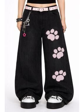 Cherry Paw Baggy Jeans